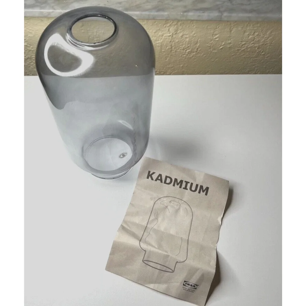 IKEA Kadmium Lot 2 Pendant Light Lamp Hand Blown Glass Gray‎ Purple Handmade New